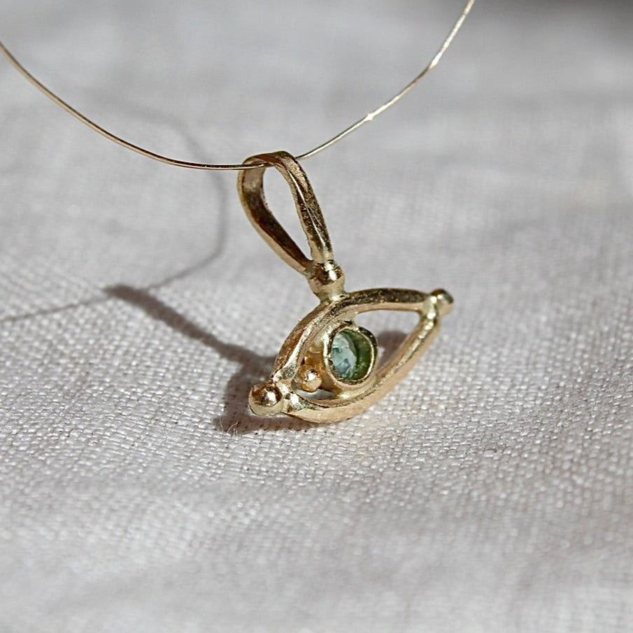 14k Emerald Eye pendant